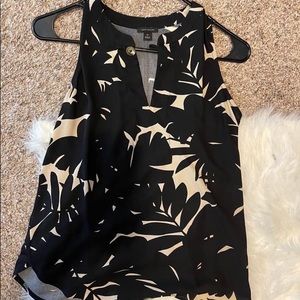 Ann Taylor- XS Navy and Cream Silk Tank